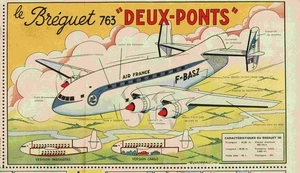 1957 DOCUMENT (ref CG 09) AVION LE BRéGUET 763 DEUX PONTS - Picture 1 of 1