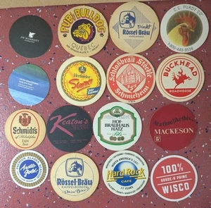 Lot 16 Vtg Beer Coasters Wisco Hard Rock Rossel Brau Buckhead Keatons Schmidts - Picture 1 of 4