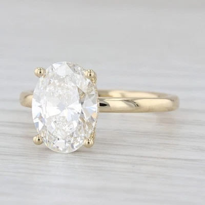 Neuer IGI 3.09ctw Oval Halo Laborgezüchteter Diamant Verlobungsring 14k Gelbgold - Bild 1 von 4