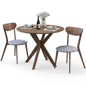 3 PCS Dining Table Set Modern Round Kitchen Table and Chairs Set for Dining Room - Picture 1 of 11