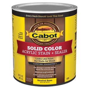 Cabot Solid Color Acrylic Deck Stain & Sealer Tintable Neutral Base 1 qt (4-PK) - Picture 1 of 4