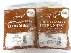 6 Hanes Ultra Sheer Pantyhose C Pearl Reinforc Toe Control Top Slight Imperfect - Picture 1 of 10