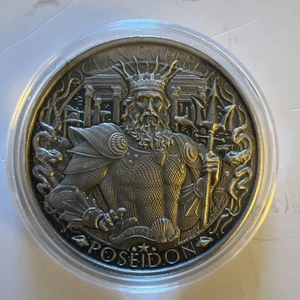 Atlantis Lost City Poseidon Sea God 1 Feinunze 0,999 Feinsilber Runde Münze Medaille - Bild 1 von 5