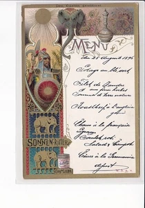 LITHO MENUEKARTE , REKLAME , SONNEN - RITTER , LIEBIG COMPANY ca1900 - Bild 1 von 2