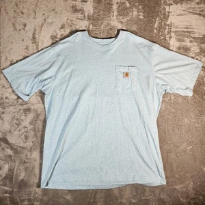 T-shirt Carhartt uomo taglia 2XL taschino alto blu vestibilità ampia abbigliamento da lavoro - Foto 1 di 10