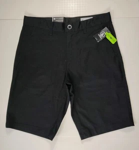 VOLCOM-NWT-Men's Black Modern Straight Cotton Blend Stretch Chino Shorts-Size 31 - Picture 1 of 12