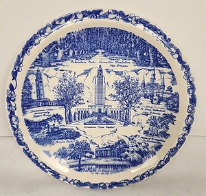 Vernon Kilns LOUISIANA 10½" State Plate Blue & White Ink Bleed Error EUC - Picture 1 of 10
