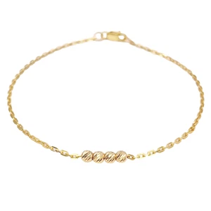 22 kt Gold Perlen Armband vier Diamantschliff Perlen Kabel Kette 7 Zoll 2,9 mm Breite - Bild 1 von 10