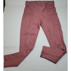 Spanx Faux Suede Leggings Rich Rose Tan Slimming Control HIgh Waisted Size Large - Picture 1 of 7