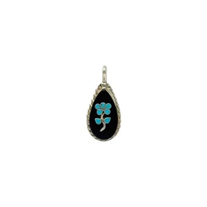 Randolph Sanchez, Pendant, Multi-Stone, Sterling Silver, Zuni Handmade, 1 1/4" - Picture 1 of 3