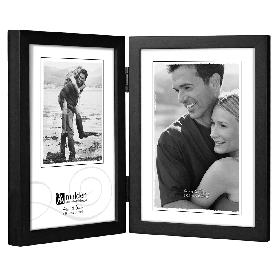 International Designs Black Concept Wood Picture Frame, Double Vertical, 2-4x... - Image 1 of 1