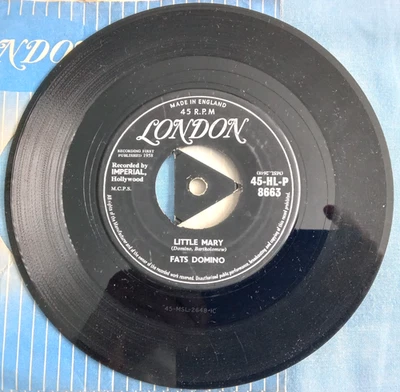 FATS DOMINO, LITTLE MARY, 1958 LONDON LABEL TRI-CANTER, R&B, R&R, VG PLAYS GREAT - Image 1 of 2