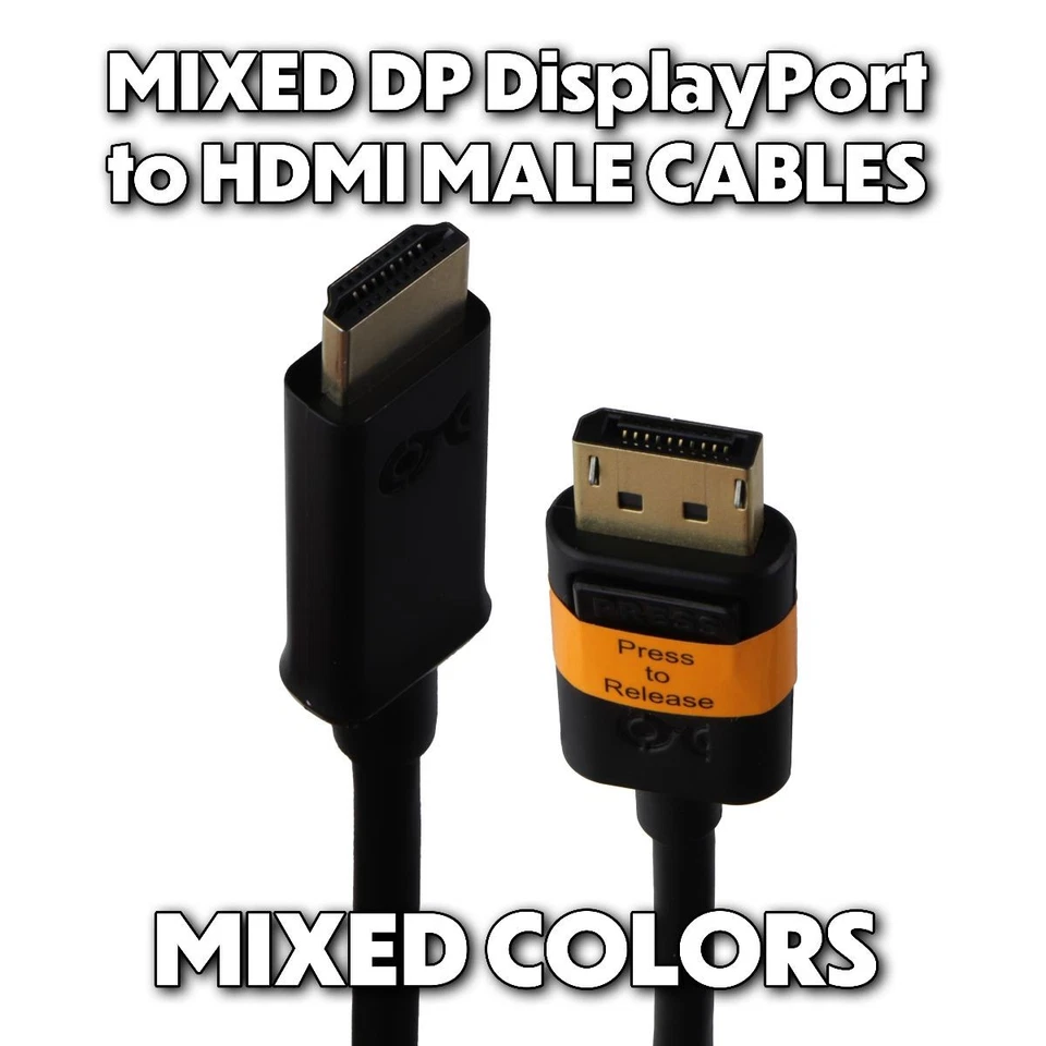 Mixed & Generic DP Displayport to HDMI Male Cable Adapters - Mixed Color/Style - Image 1 of 1