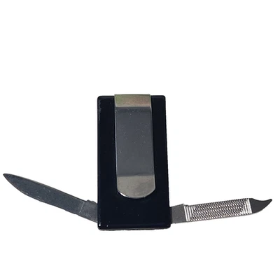 Money Clip with 2" Pen Knife and Nail File Acrylic - Image 1 of 4