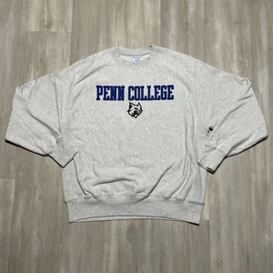Felpa girocollo vintage Penn College Spell Out Champion tessuto inverso grigio L - Foto 1 di 10