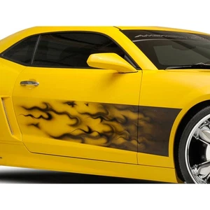 Black Airbrushed Vinyl Sport Fade Flames Side Graphic for 2010-2013 Chevy Camaro - Picture 1 of 6