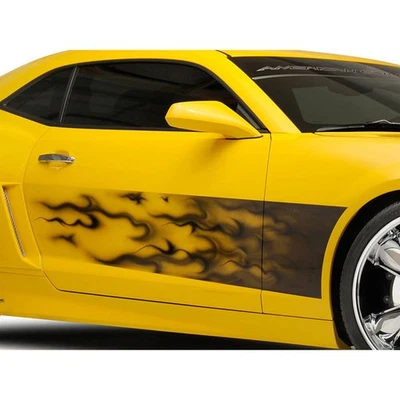 Black Airbrushed Vinyl Sport Fade Flames Side Graphic for 2010-2013 Chevy Camaro - Image 1 of 4
