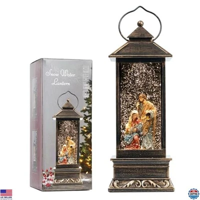 12" LED Christmas Snow Globe Lantern Nativity Scene - USB & Battery Operated - Image 1 of 4