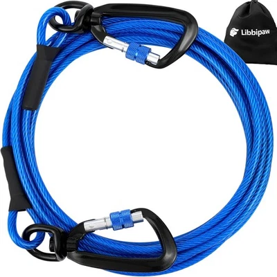 狗扎线电缆 – 25 英尺重型、防咀嚼、无缠结转轮(蓝色) — 第 1/4 张图片