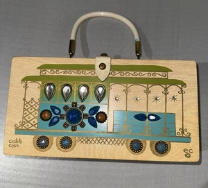 Cartera de colección Enid Collins Cable Car caja de madera 1964 Collins of Texas *¡GUAU!* - Imagen 1 de 12