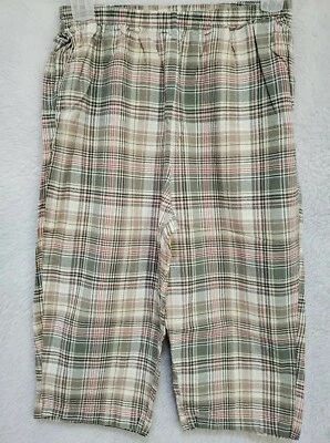 Pantalones capri Blair para mujer talla L grandes verde marrón blanco rojo a cuadros Foto 1 de 4