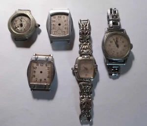 5 Flapper Watches 1920's-30's Nice Engraving 3 Have Movements & Crystals Lot# 80 - Picture 1 of 9