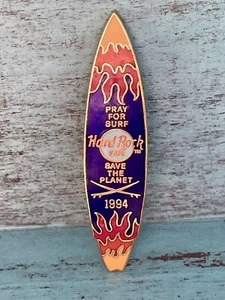 Prendedor de tabla de surf vintage 1994-Hard Rock Café Hawaii Pray for Surf, Save the Planet - Imagen 1 de 3