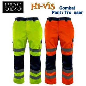 HI VIZ VIS 3 BAND KAMPFHOSE POLYBAUMWOLLE SICHERHEIT ARBEITSKLEIDUNG CARGOHOSE UNTERTEILE - Bild 1 von 7