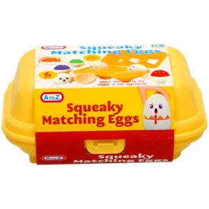 Baby Shape Sorter Squeaky Matching Eggs Six Interactive Learning Toy A to Z - Picture 1 of 4
