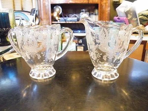Viking Prelude Creamer and Sugar Bowl Vintage Elegant Glass New Martinsville - Picture 1 of 6