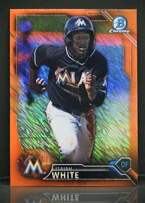 2016 Bowman Chrome #BCP203 Isaiah White Orange Shimmer Refractor Miami Marlins - Image 1 of 2