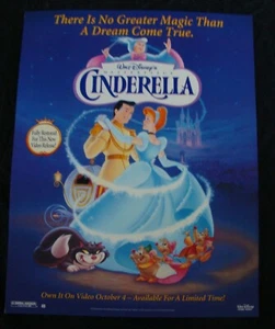Disney CINDERELLA movie poster original video promo store display - Foto 1 di 2