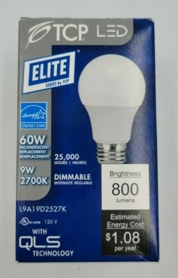 TCP - Elite LED Dimmable 9w (Replaces 60w) Lightbulb 800 Lumens - New - Image 1 of 4