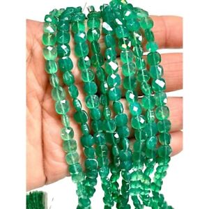 AAA Green Aventurine Natural Gemstone Faceted Cushion Beads Strand, Size 6mm