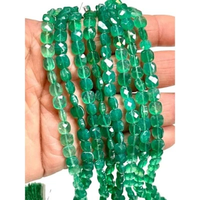 AAA Green Aventurine Natural Gemstone Faceted Cushion Beads Strand, Size 6mm - Image 1 of 4