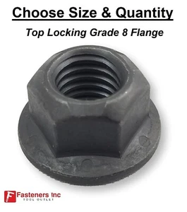 Grade G (Hardened) Flange Top Locking Nut Black Phos Oil (Choose Size) - Picture 1 of 2
