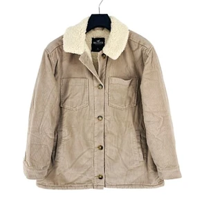 HOLLISTER Women Grey Corduroy Sherpa Jacket Coat Size XL - Picture 1 of 15