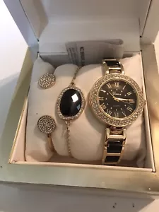 GRUEN II Women's 3-Piece Quartz Crystal Watch & Bracelet Set BEAUTIFUL *NEW * - Picture 1 of 4