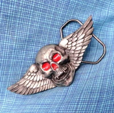 Крылатый вампир череп ремня пряжка мотоциклиста готики панк Хэллоуин винтажный 90-х GAP .TAZ054.A - Изображение 1 из 4