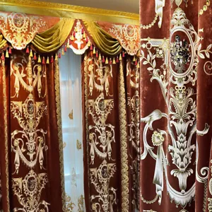 Custom European luxury velvet wine red cloth blackout curtain valance drape C993 - Picture 1 of 9