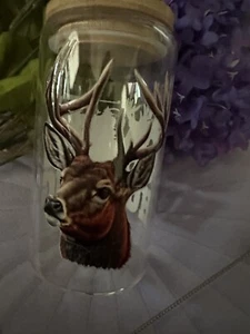Glass Cups with Bamboo Lids and Glass Straw Can Shaped Glass Cup. - Picture 1 of 3