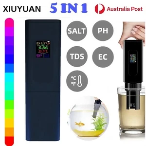 5IN1 PH Tester Pen Temp EC TDS Salinity Aquarium Pool Water Hydroponics Quality - Picture 1 of 12