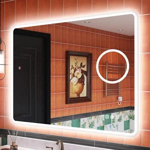 Bluetooth-Specchio-Bagno-Con-Luce 100X70Cm, IP44 Specchio Led Bagno Con Lente D' - Foto 1 di 12