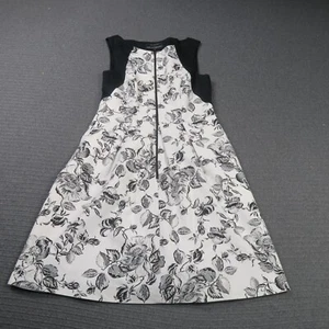 Cue Womens A-Line Dress 12 or Medium White Floral Sleeveless Summer Crew Neck - Picture 1 of 9