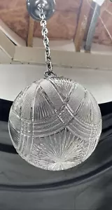 RECABLEADO Antiguo De Colección Art Deco Lámpara Colgante Acanalado Corte Vidrio Bola Mid Mod - Imagen 1 de 24