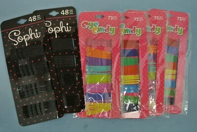 GIRLS BOBBY PIN * LOT OF 6 PACKAGES * EYE CANDY COLORFUL & SOPHI BLACK - Image 1 of 4