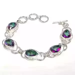 MYSTIC TOPAS Edelstein Handgefertigt 925 Sterlingsilber Schmuck Armband - Bild 1 von 5