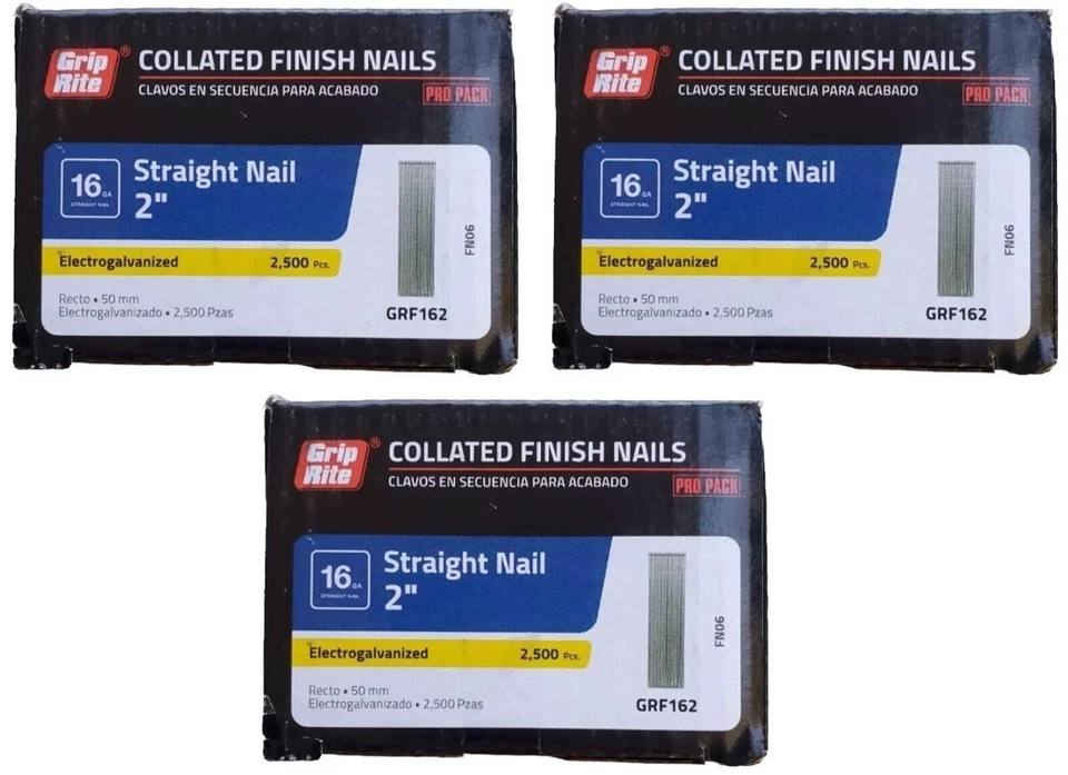 Grip-Rite 16-Gauge Galvanized Straight Finish Nail 2 In. (2500 Ct.) GRF162