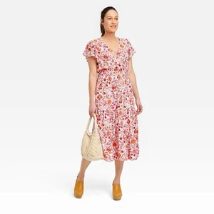 NWT Knox Rose Red Floral Short Sleeve Boho Midi Dress Size XXL - Picture 1 of 9