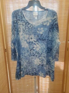 Morning Sun Shirts Damen Übergröße 2X Blumenmuster Hai Biss Saum verziert  - Bild 1 von 12